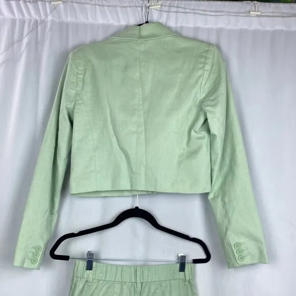 Abercrombie &amp; Fitch Sage Green Cropped Wide Leg Linen Pantsuit - Size XS/S