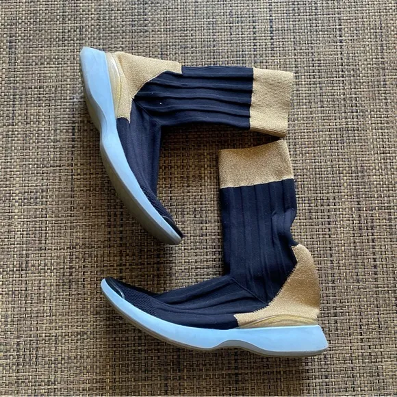 Acne Studios Dark Blue &amp; Gold Knit Batilda High Top Sneakers