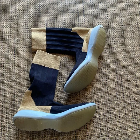 Acne Studios Dark Blue &amp; Gold Knit Batilda High Top Sneakers