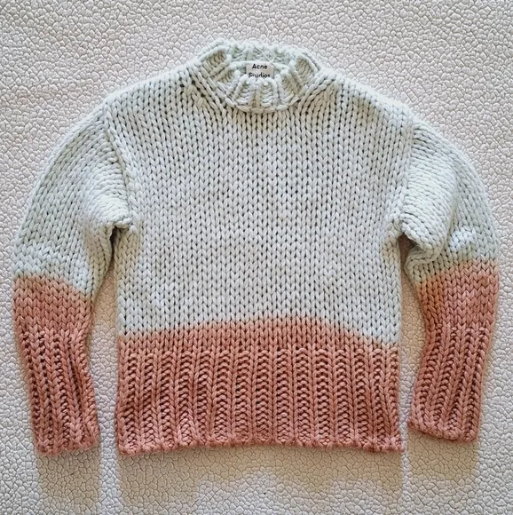 ACNE STUDIOS Kirene Ombre Dip Dye Chunky Knit Sweater Sz M Org $470