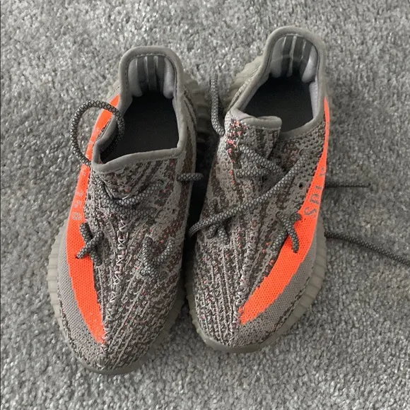 Adidas Gray and Orange Sneakers with Knitted Upper