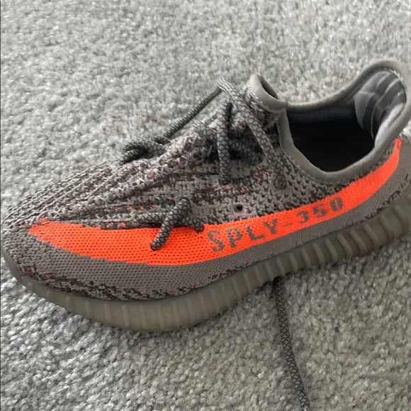 Adidas Gray and Orange Sneakers with Knitted Upper