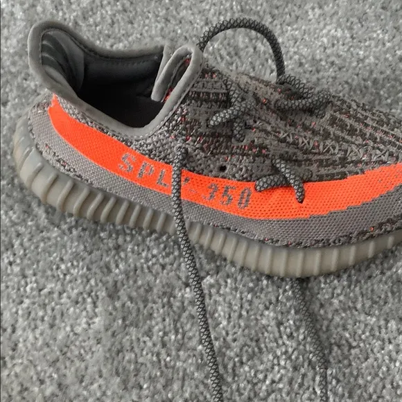 Adidas Gray and Orange Sneakers with Knitted Upper