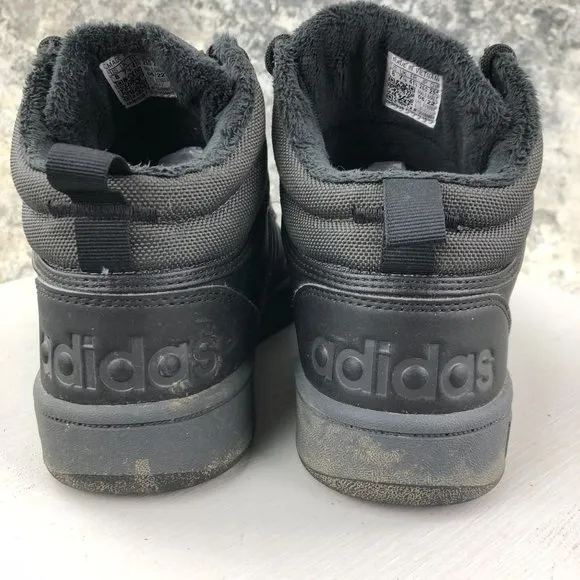 Adidas Men's Size 8 Hoops 3.0 Mid Black Lace-Up Leather Sneakers Shoes GW6421