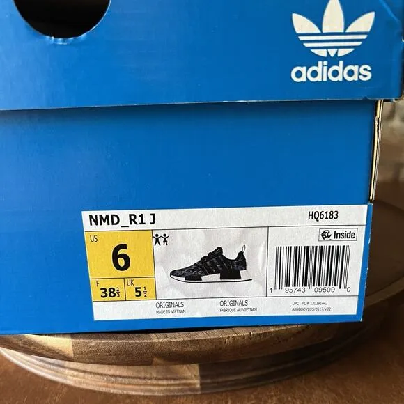 Adidas NMD R1 Camo Knitted Size Youth 6 Women's 7 Black Pink Blue Camo Shoes
