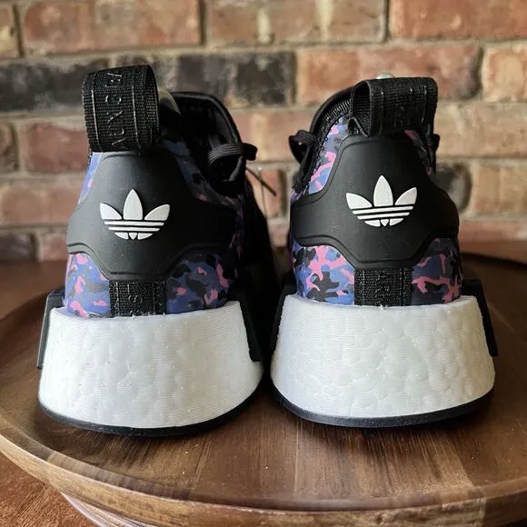Adidas NMD R1 Camo Knitted Size Youth 7 Women's 8 Black Pink Blue Camo Shoes
