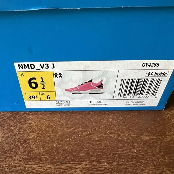 Adidas NMD V3 Beam Pink White Knitted Shoes Sneakers Youth 6.5 Women's 7.5