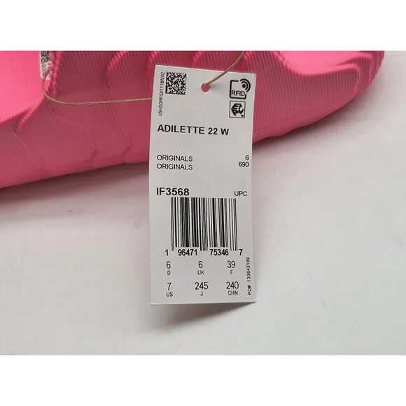 Adidas Originals Women Adilette 22 Slides Sandals Pink Size 7  2