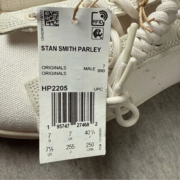 Adidas Originals Men's Chalk White STAN SMITH PARLEY SHOES HP2205 Size 6