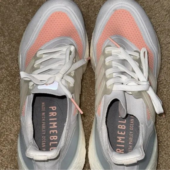 Adidas Ultraboost PrimeBlue Women Shoes Size 9‎ White, Peach &amp; Light Blue