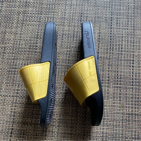 Adidas x Raf Simmons Yellow Checkerboard Slides Sandals