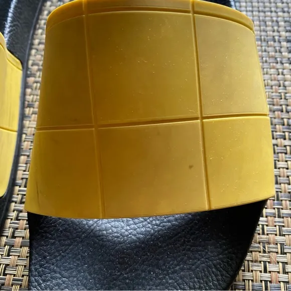 Adidas x Raf Simmons Yellow Checkerboard Slides Sandals
