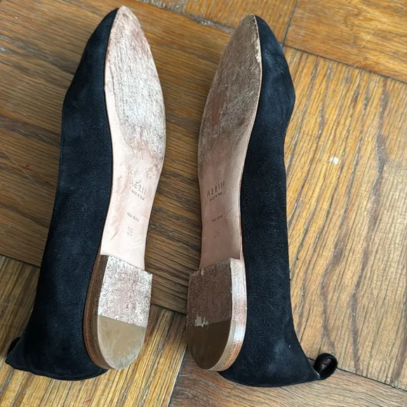 Aerin Black Suede Ballet Flats   Removable Straps 36