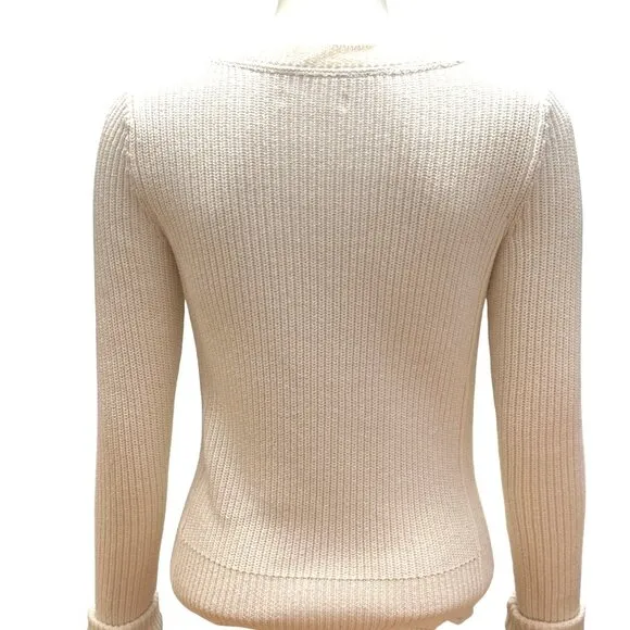 Aeropostale Cream Colored Beige Knit Cardigan Long Sleeve Sweater Size Small Pet