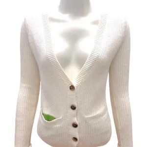 Aeropostale Cream Colored Beige Knit Cardigan Long Sleeve Sweater Size Small Pet
