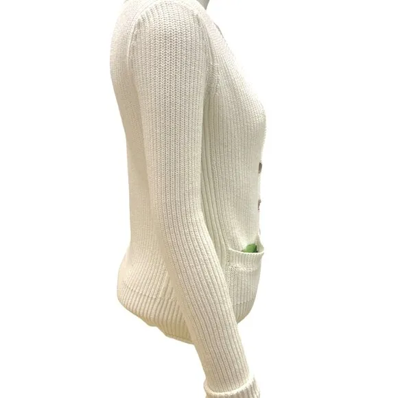 Aeropostale Cream Colored Beige Knit Cardigan Long Sleeve Sweater Size Small Pet