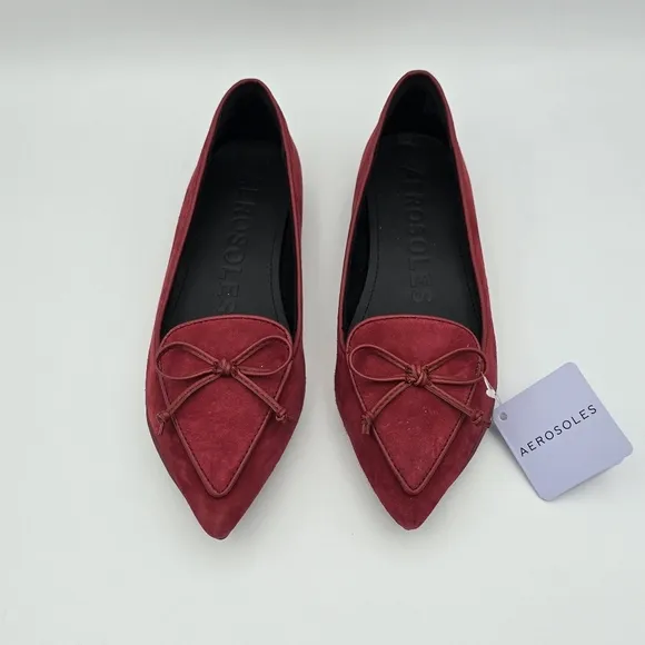 Aerosoles Doran Pointy-Toe Loafer Flats, Pomegranate Suede, 6.5M