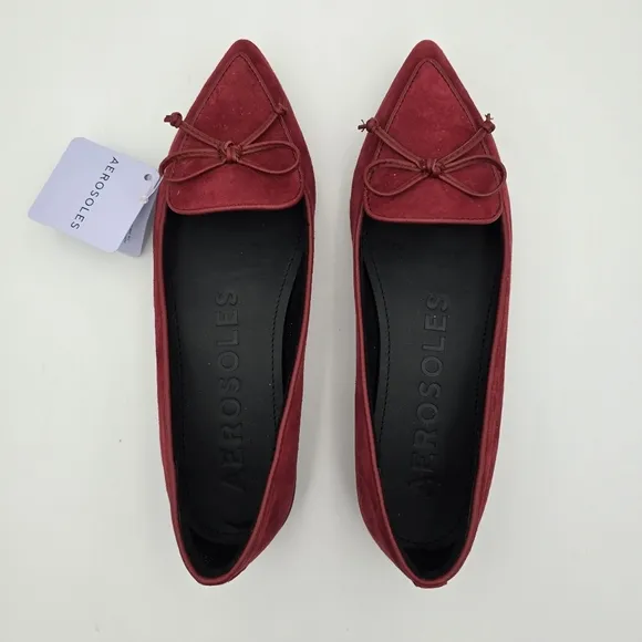 Aerosoles Doran Pointy-Toe Loafer Flats, Pomegranate Suede, 6.5M