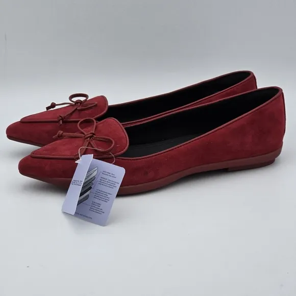 Aerosoles Doran Pointy-Toe Loafer Flats, Pomegranate Suede, 6.5M