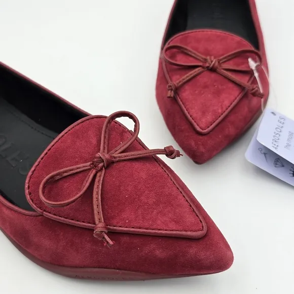 Aerosoles Doran Pointy-Toe Loafer Flats, Pomegranate Suede, 6.5M