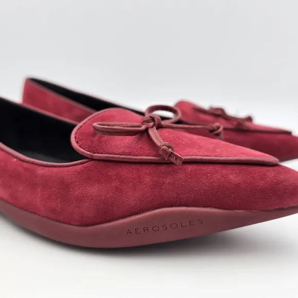 Aerosoles Doran Pointy-Toe Loafer Flats, Pomegranate Suede, 6.5M