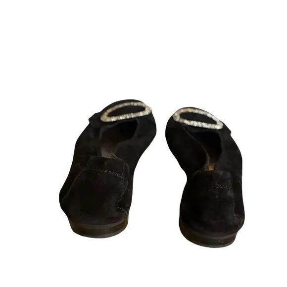 AGL Atillio Giusti Leombruni Suede and Rhinestone Ballet Flats 36.5