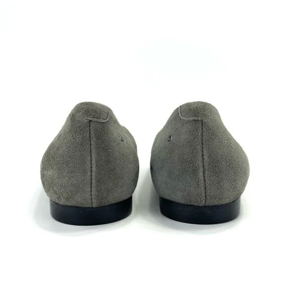 AGL ATTILIO GIUSTI LEOMBRUNI “GROMMET” GRAY/GREENISH SUEDE STUDDED BALLET FLATS