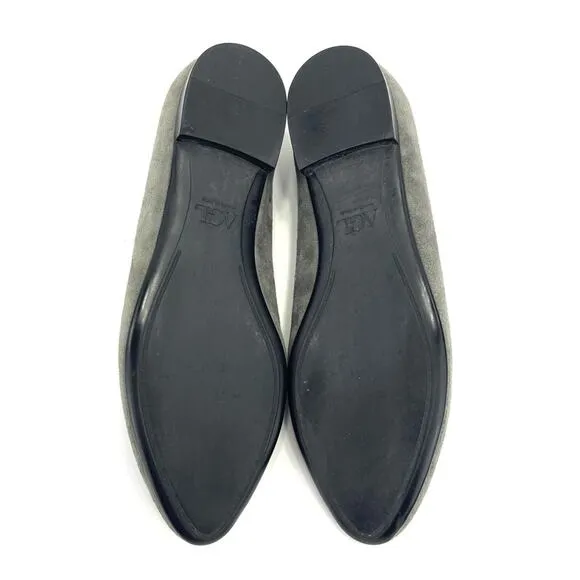 AGL ATTILIO GIUSTI LEOMBRUNI “GROMMET” GRAY/GREENISH SUEDE STUDDED BALLET FLATS