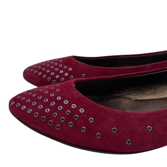 AGL Attilio Giusti Leombruni Womens Flats 8.5 Red Suede Leather Grommet Designer
