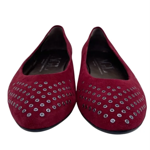 AGL Attilio Giusti Leombruni Womens Flats 8.5 Red Suede Leather Grommet Designer