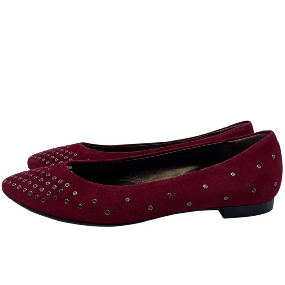 AGL Attilio Giusti Leombruni Womens Flats 8.5 Red Suede Leather Grommet Designer