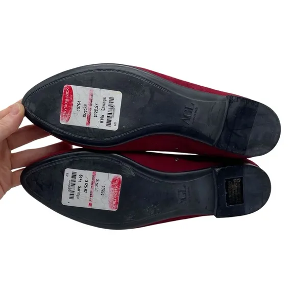 AGL Attilio Giusti Leombruni Womens Flats 8.5 Red Suede Leather Grommet Designer