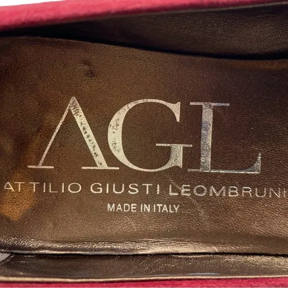 AGL Attilio Giusti Leombruni Womens Flats 8.5 Red Suede Leather Grommet Designer