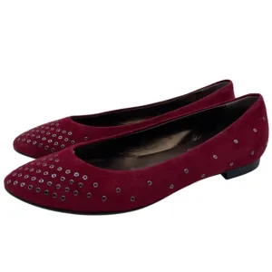 AGL Attilio Giusti Leombruni Womens Flats 8.5 Red Suede Leather Grommet Designer