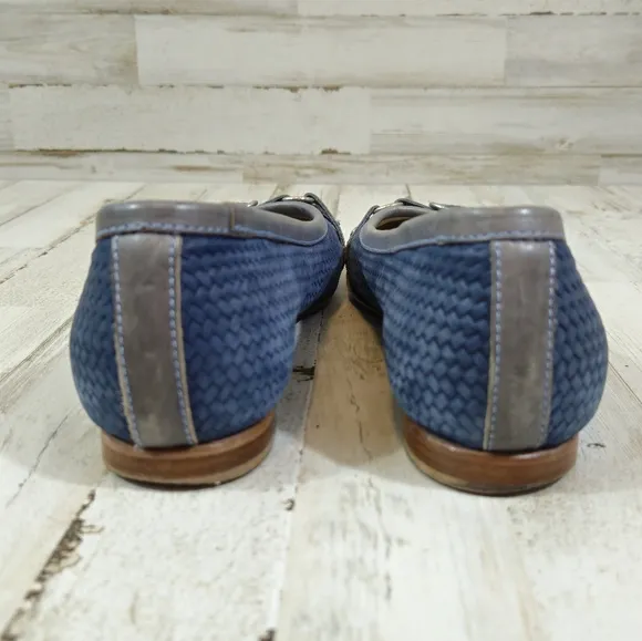 AGL Attilio Guisti Leombruni Blue Leather Buckle Flats