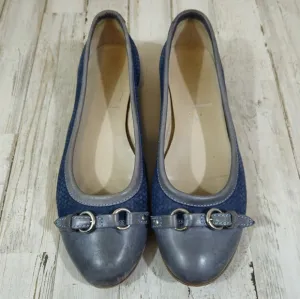 AGL Attilio Guisti Leombruni Blue Leather Buckle Flats