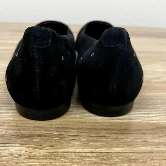{AGL} Black Suede Studded Point Toe Flats - Size 9.5