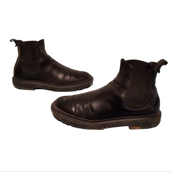AGL Chelsea Black Leather Combat Hiker Ankle Boots Women's Size 10