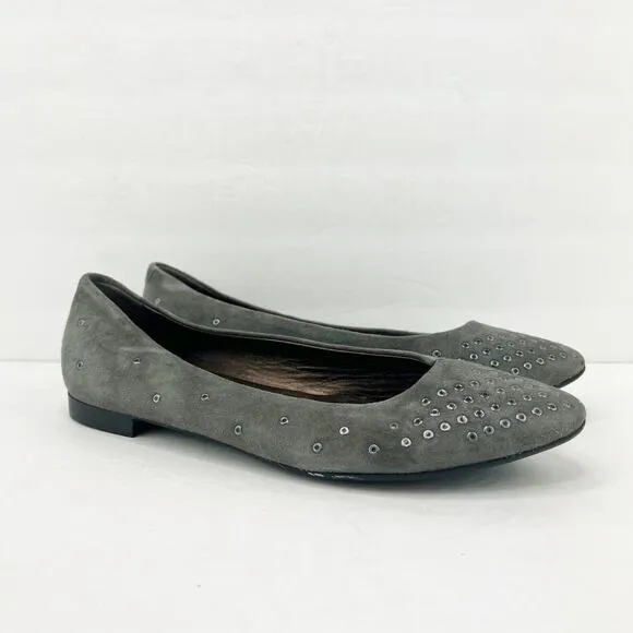 AGL Grommet Mist Grey Studded Ballet Flats