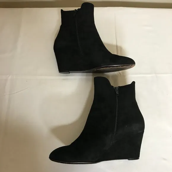 AGL Made in Italy Black Soft Suede Wedge Side Zip Ankle Boots Size 39