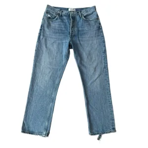 Agolde Riley Cropped Frayed High-Rise Straight-Leg Jeans