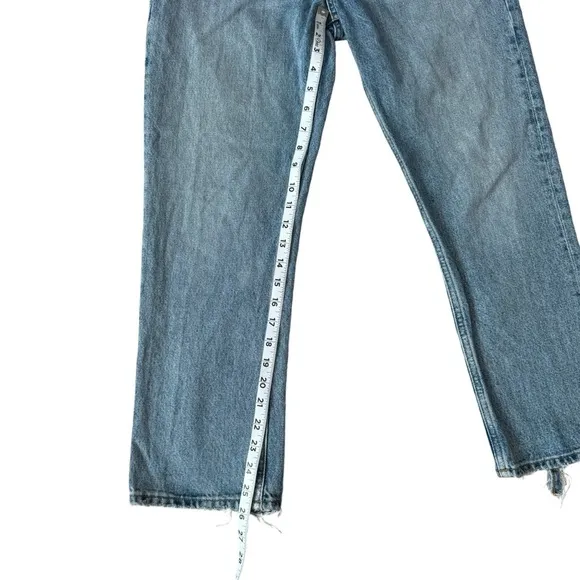 Agolde Riley Cropped Frayed High-Rise Straight-Leg Jeans