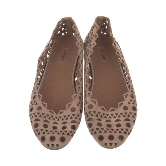 Alaïa Suede Printed Ballet Flats - 38.5