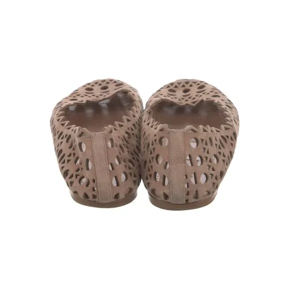 Alaïa Suede Printed Ballet Flats - 38.5