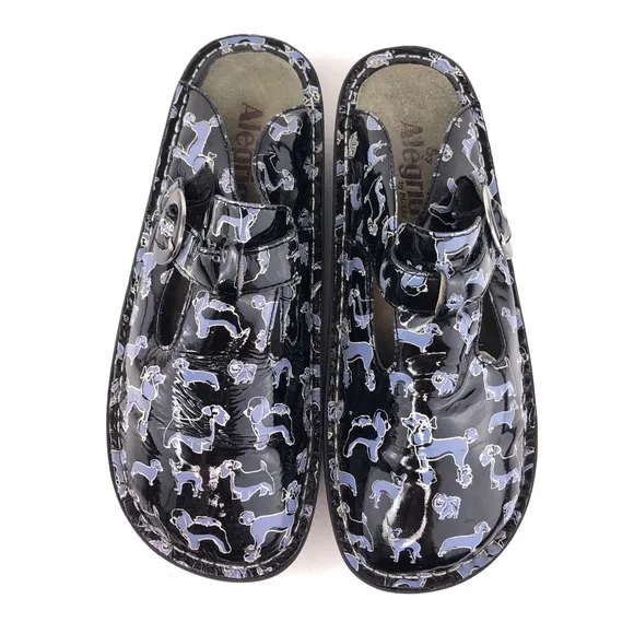 Alegria 'Donna Black Small Dogs' Clog Slides EUR 38