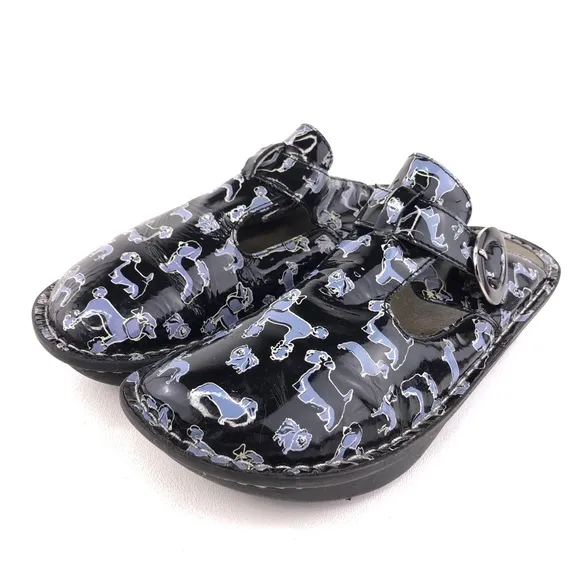Alegria 'Donna Black Small Dogs' Clog Slides EUR 38