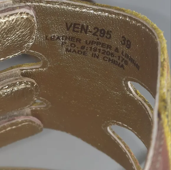 ALEGRIA Enmeshed Slide Sandals Floral Gold Peach Sage Green Tan EU 39 US 9