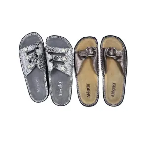 Alegria Womens Leather Fiona Animal Print Gold Sandals Size 37 Lot Of 2