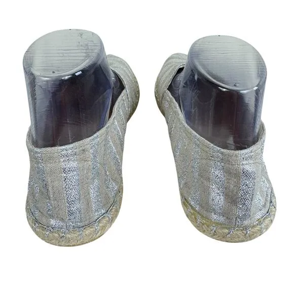 Alex   Alex Tan Silver Shimmer Slip On Espadrilles Loafers Flats Size 40 8.5