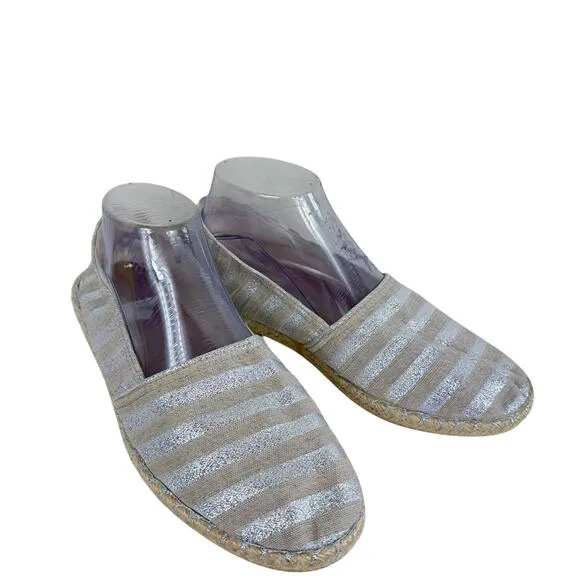 Alex   Alex Tan Silver Shimmer Slip On Espadrilles Loafers Flats Size 40 8.5